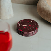 Elegant burgundy resin marble coaster with wine-toned stone pattern - sophisticated home decor for table protection