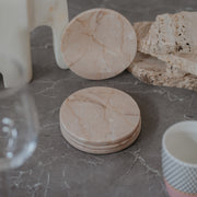 Heirloom Beige Marble Coasters Set of 4 | Artisan Crafted
