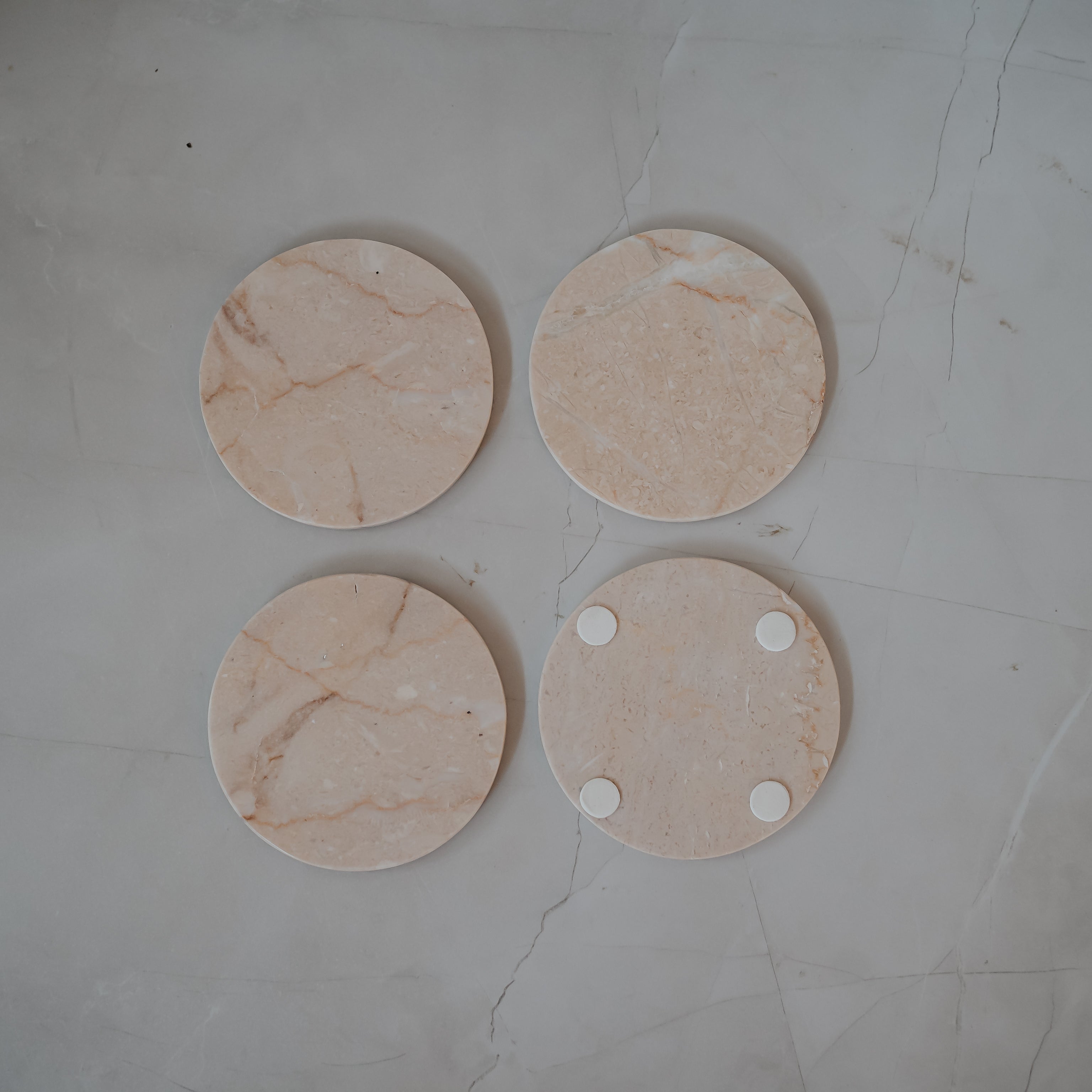 Heirloom Beige Marble Coasters Set of 4 | Artisan Crafted