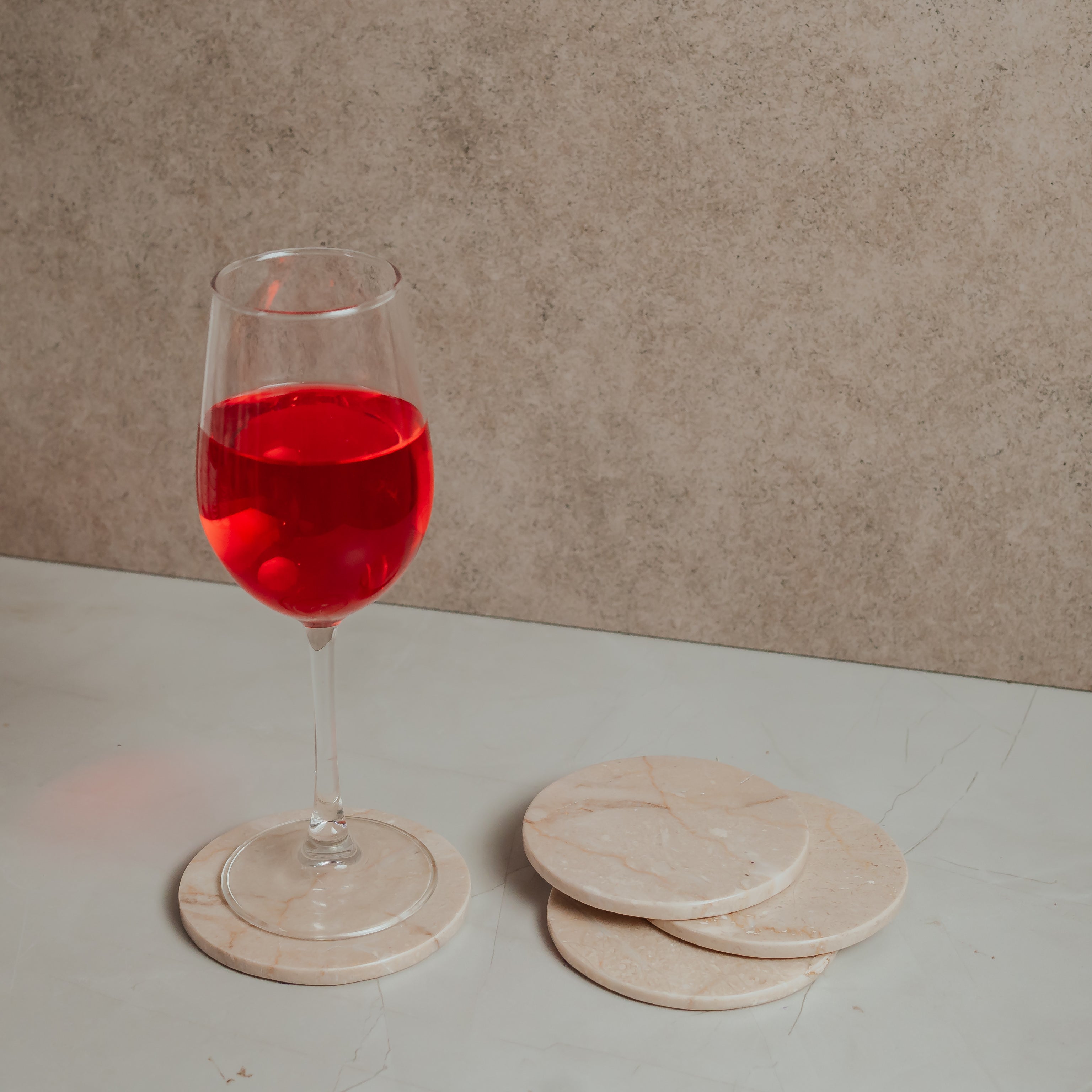 Heirloom Beige Marble Coasters Set of 4 | Artisan Crafted