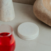 Elegant white marble barware coasters, set of 4 by Marbique