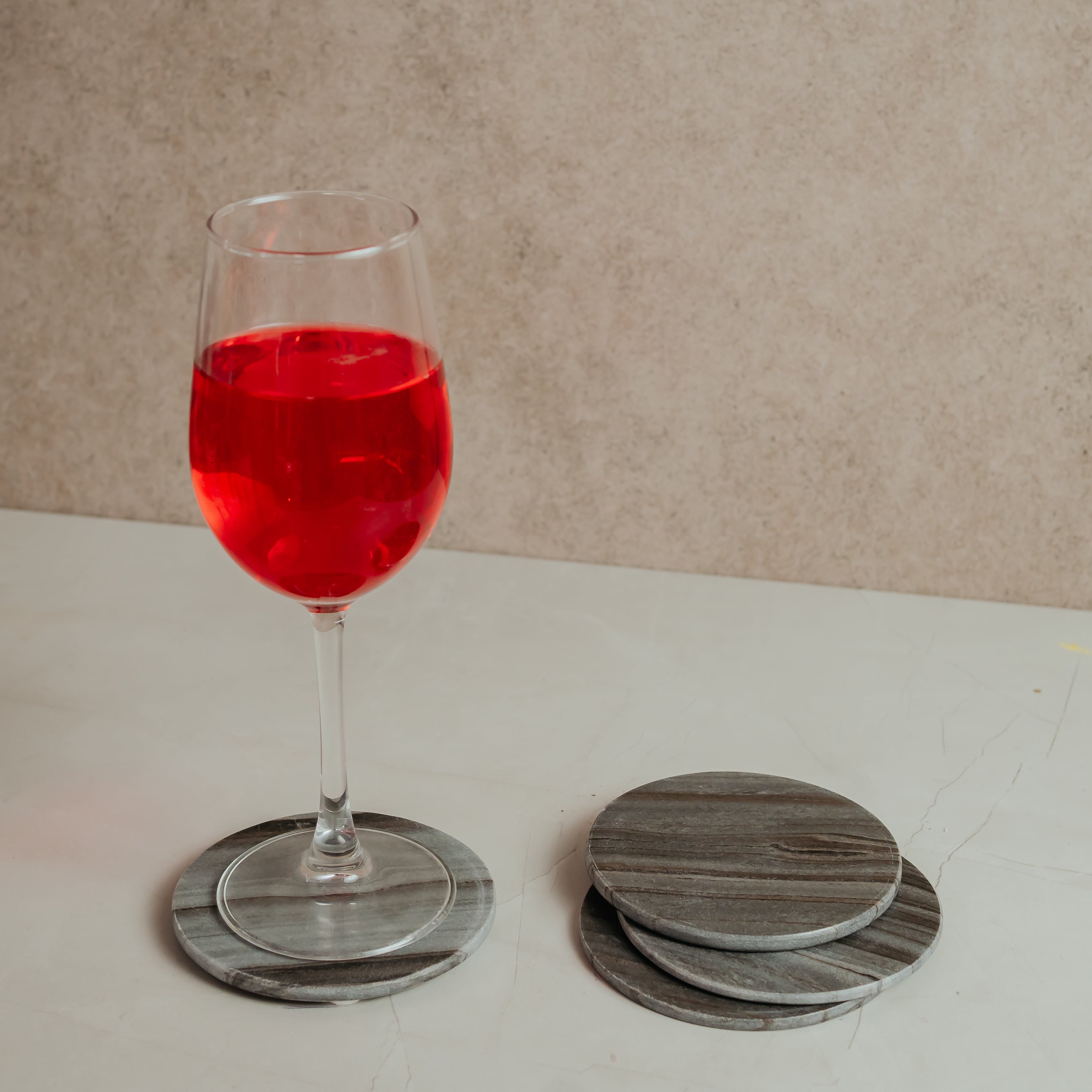 Grey Italian Marble Coasters | Slim Set of 4
