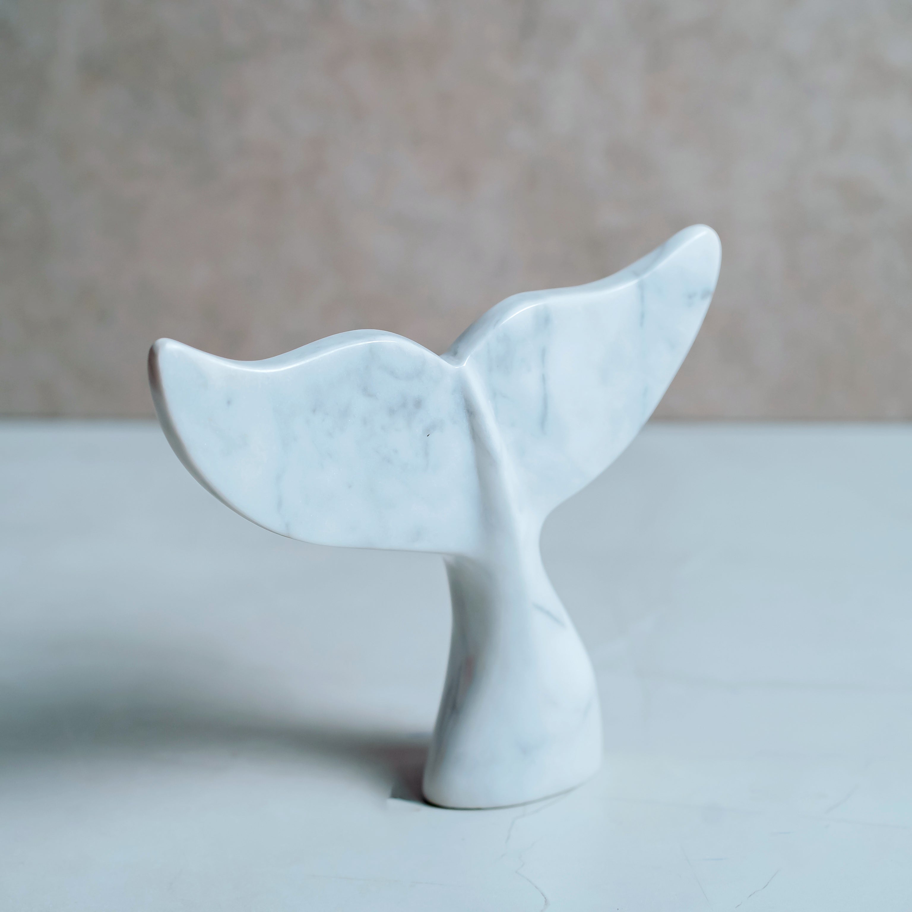 Modern marble fish tail sculpture - minimalist home decor artistic accent piece